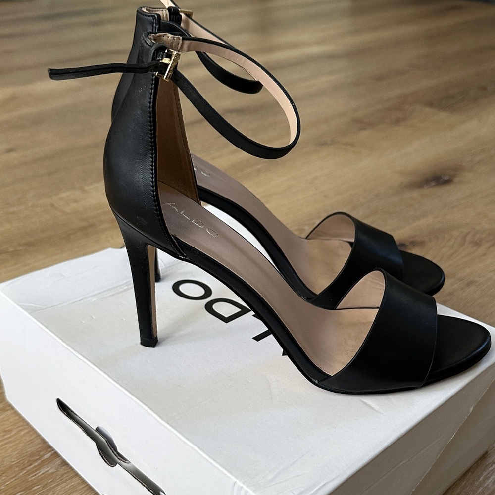 Aldo Kaaedia Elegant Black Ankle Strap Heels